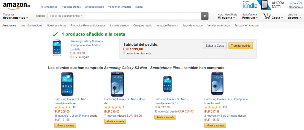Ejemplo UpSelling Amazon 