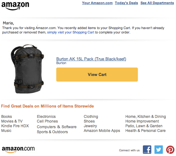 Ejemplo email marketing Amazon