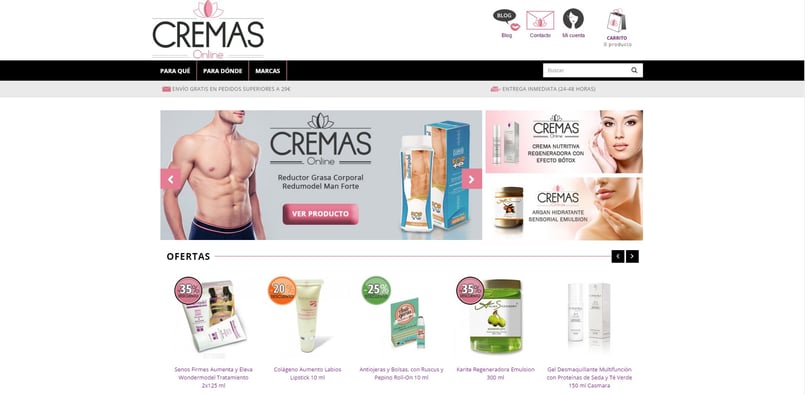 Página web de Cremas Online