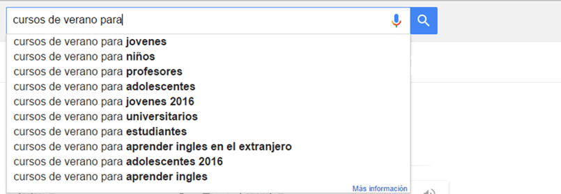 buscar keywords longtail para cursos de verano