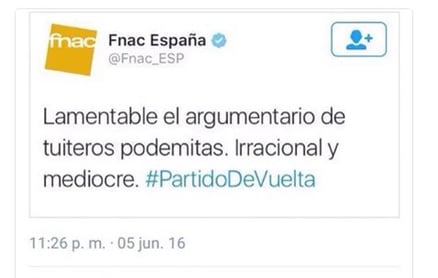 Tuit Fnac podemitas