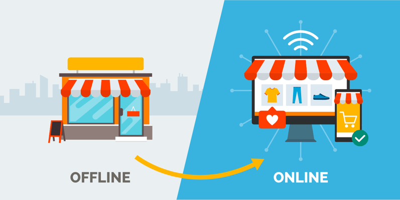 tienda offline vs online